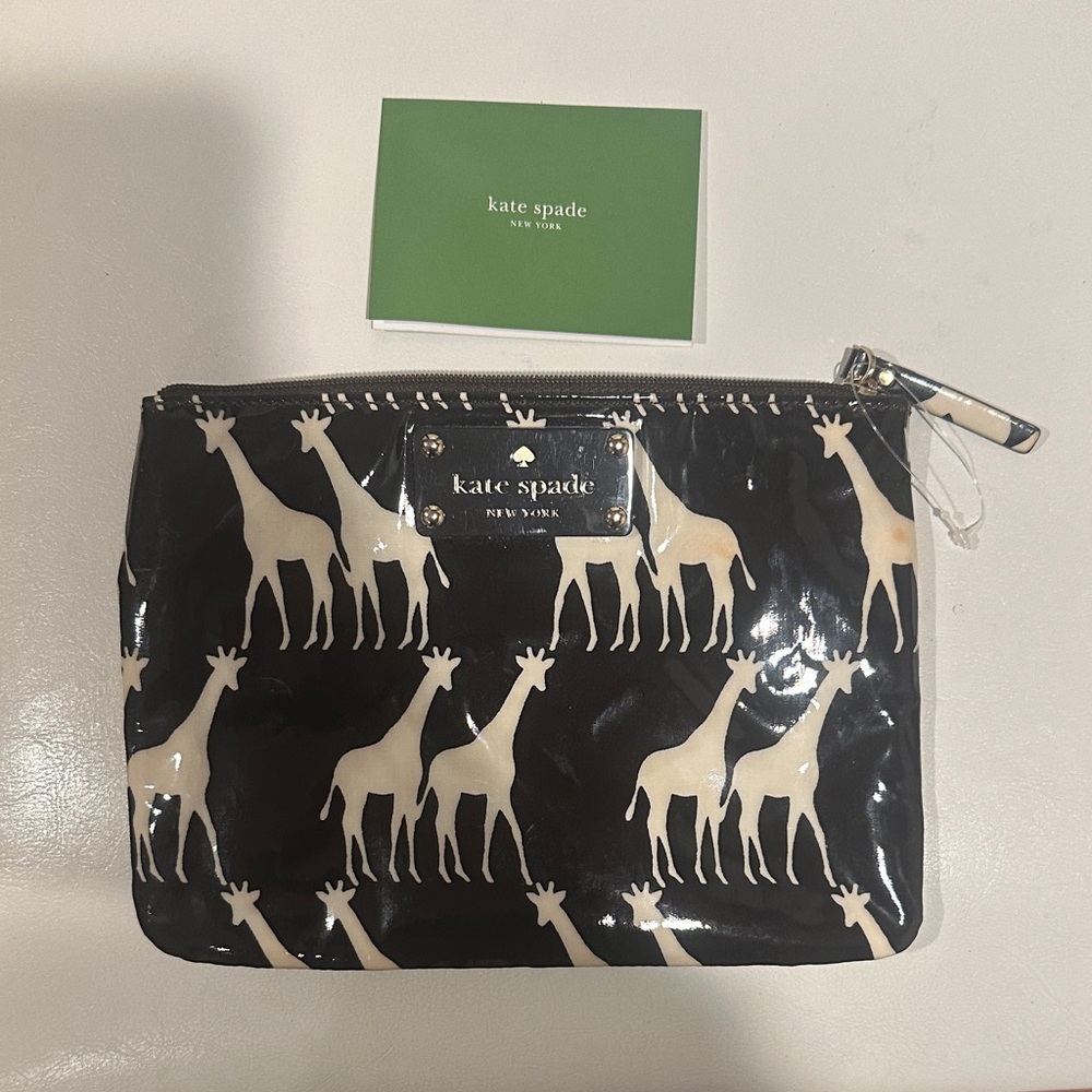 Kate Spade Black and White Giraffe Print Clutch